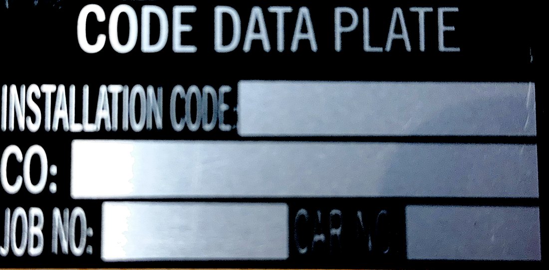 CODE DATA PLATE