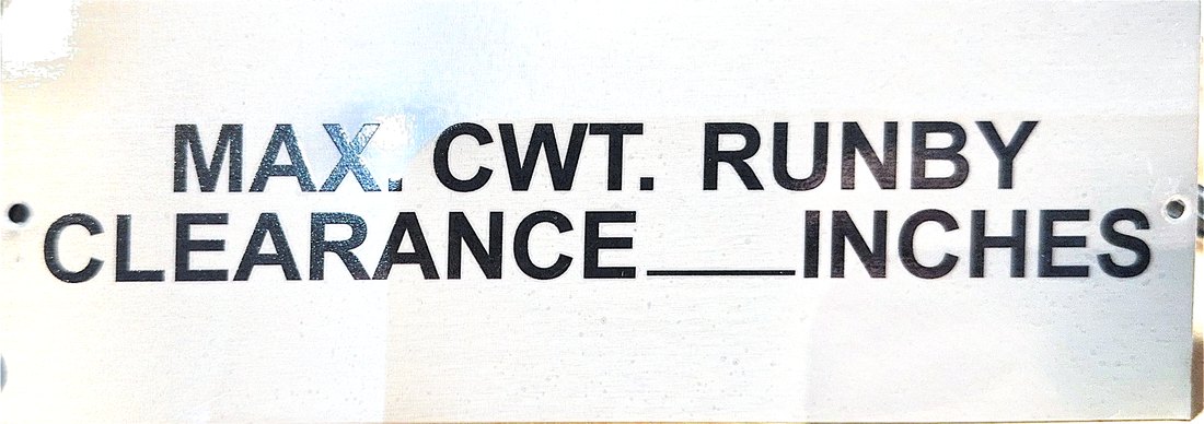 MAX. CWT. RUNBY CLEARANCE